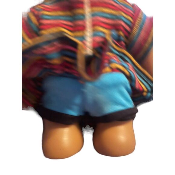 Unbranded Troll Doll Blue Hair Star Belly Rainbow Stripes Outfit - Picture 5 of 10